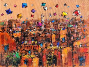 Zahid Saleem | Title: Cityscape | Medium: Acrylic On Canvas | Size: 13x16 inches