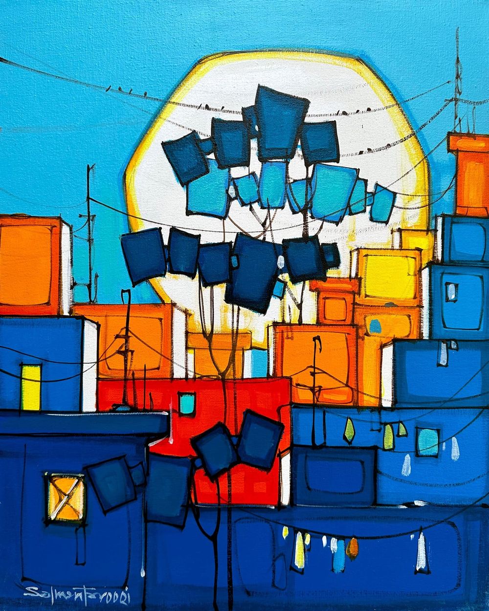 Salman Farooqi  | Title: Modern Cityscape  | Medium: Acrylic on Canvas  | Size: 16x20 inches