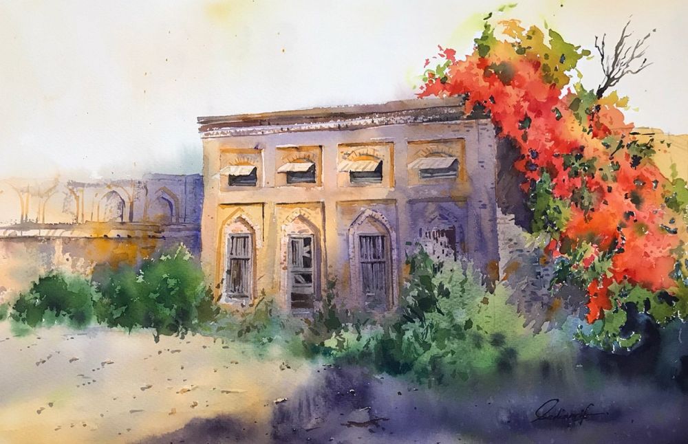 Sadia Arif | Title: Whispers of Time | Medium: Watercolor On Paper  | Size: 15x21 inches