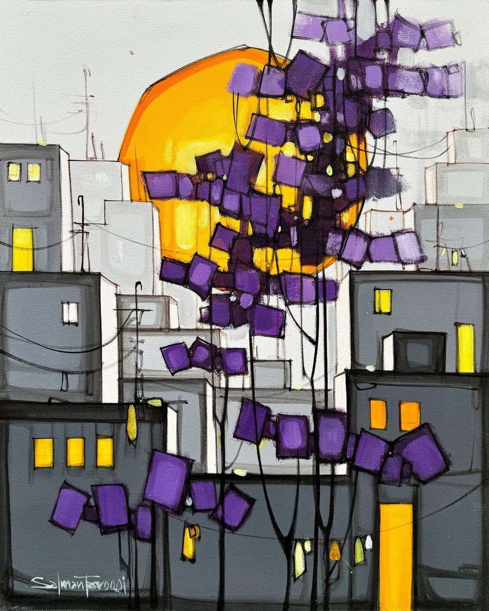 Salman Farooqi  | Title: Modern Landscape   | Medium: Acrylic on Canvas  | Size: 24x30 inches