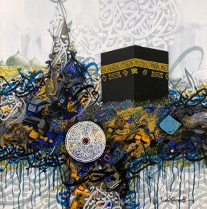 Javed Qamar | Title: Sacred Reflections – The Divine Path | Medium: Oil On Canvas | Size: 24x24 inches