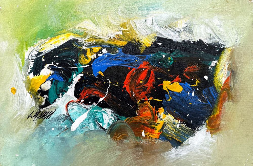 S. M. Naqvi  | Title: Abstract  | Medium: Acrylic on Canvas  | Size: 12x20 inches