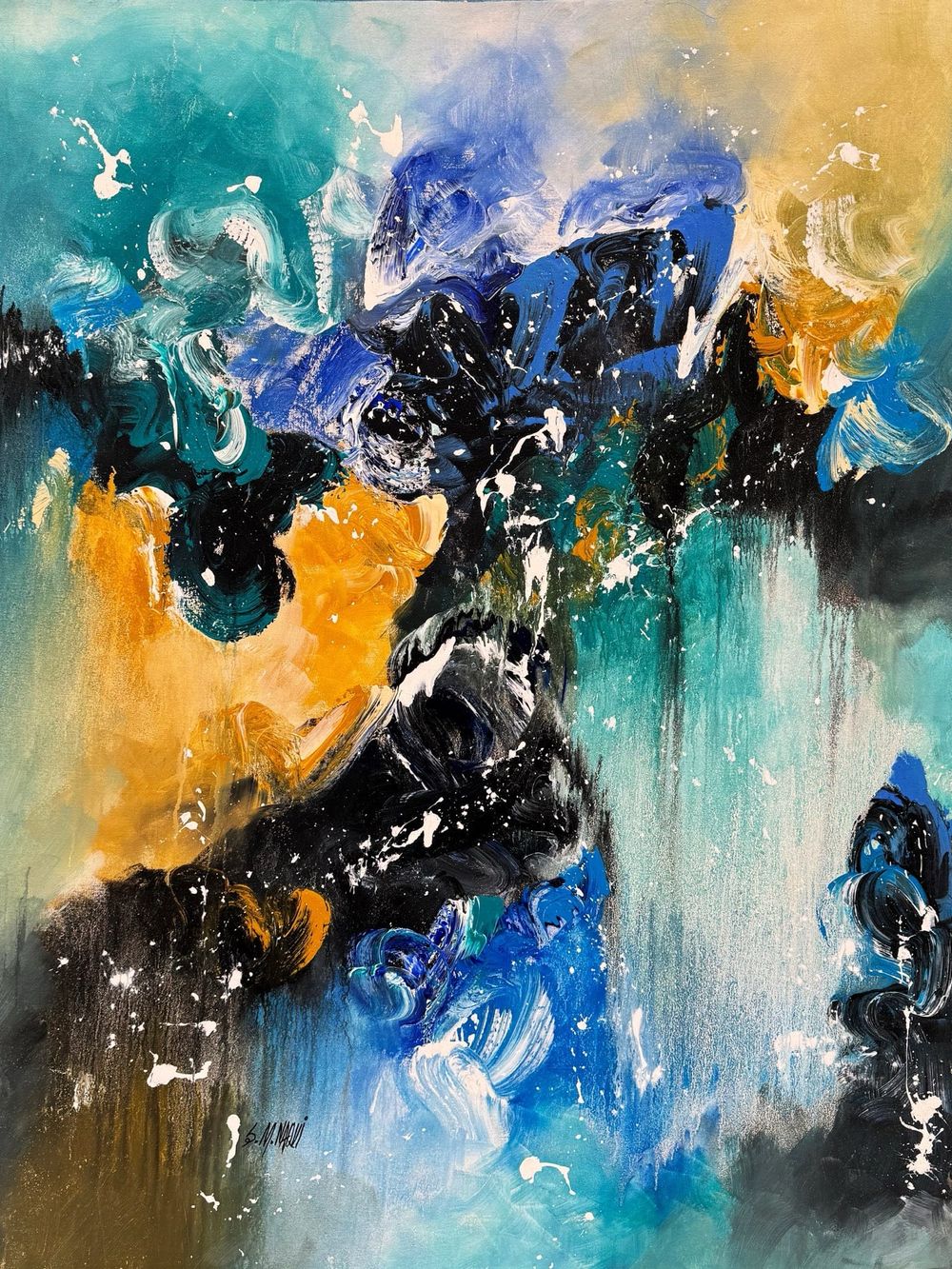 S. M. Naqvi  | Title: Ethereal Chaos  | Medium: Acrylic on Canvas  | Size: 36x48 inches