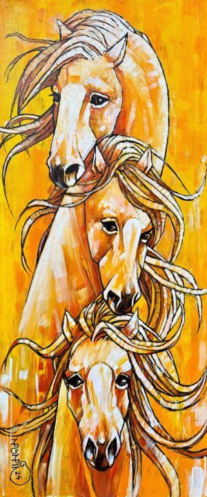 Momin Khan  | Title: Horse  | Medium: Oil On Canvas   | Size: 20 x 48 inches