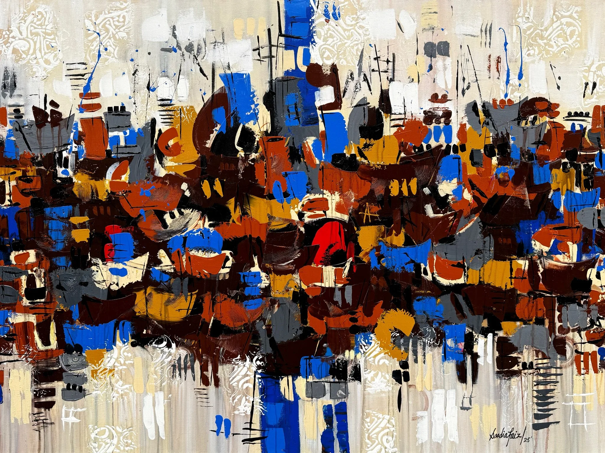 Sadia Faiz   | Title: Flower Series   | Medium: Oil on Canvas  | Size: 36x48 inches