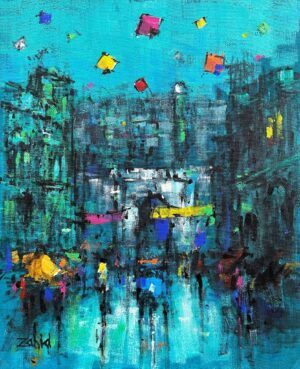 Zahid Saleem | Title: Cityscape | Medium: Acrylic On Canvas | Size: 13x16 inches