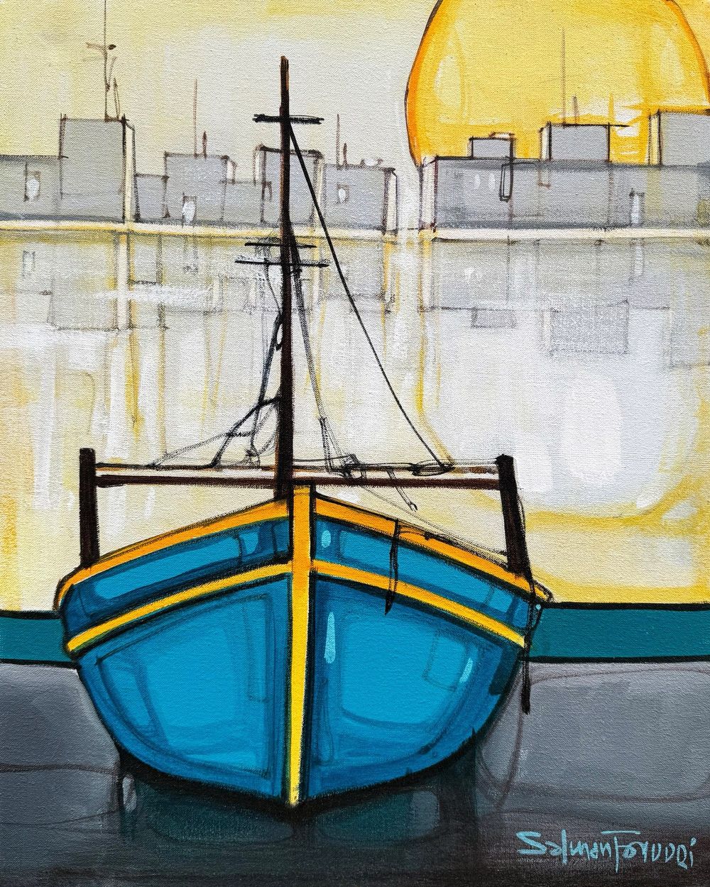 Salman Farooqi  | Title: Modern Seascape   | Medium: Acrylic on Canvas  | Size: 16x20 inches