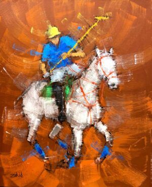 Zahid Saleem | Title: Polo Player | Medium: Acrylic On Canvas | Size: 13x16 inches