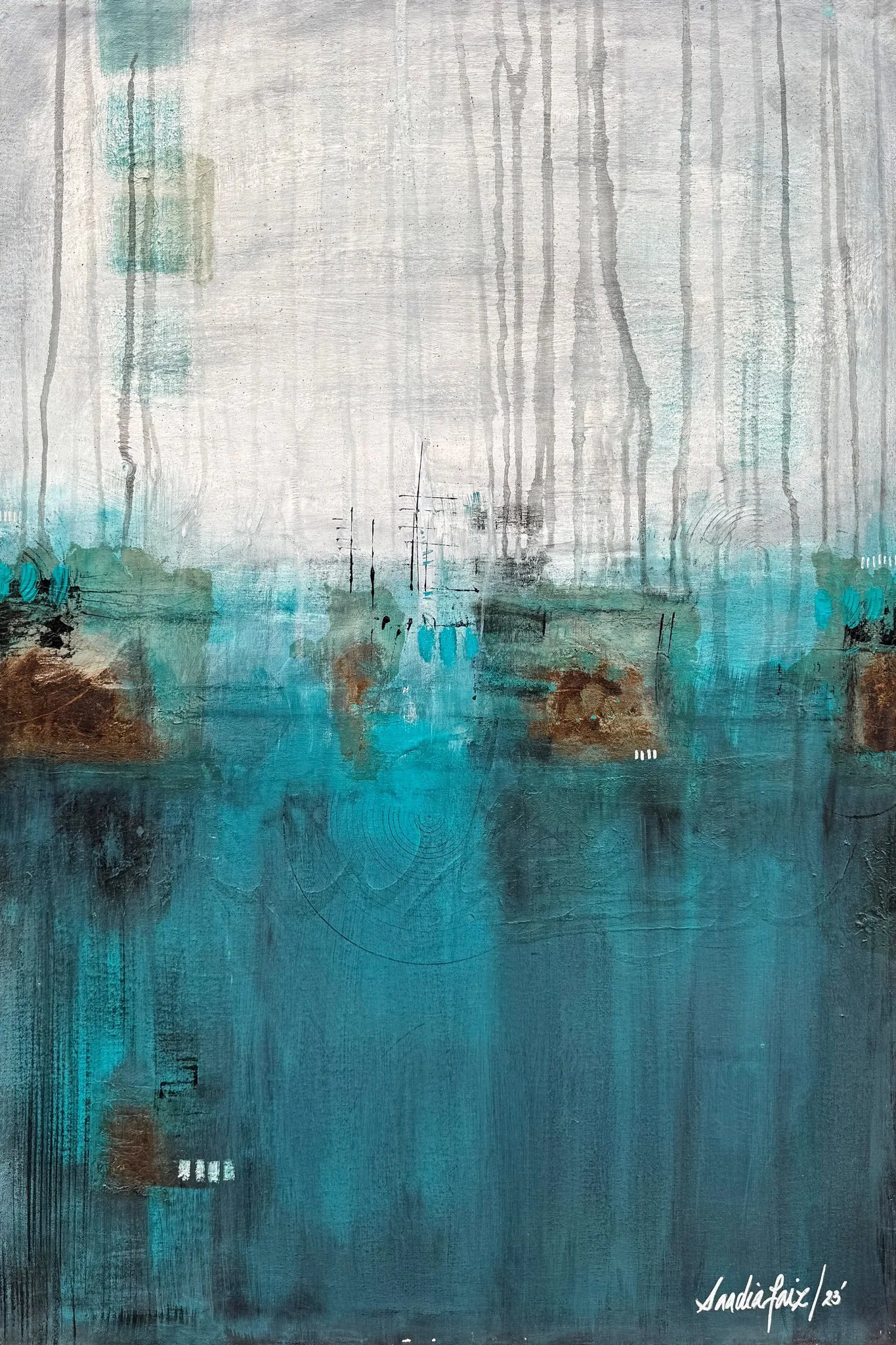 Sadia Faiz   | Title: Flower Series   | Medium: Oil on Canvas  | Size: 24x36 inches