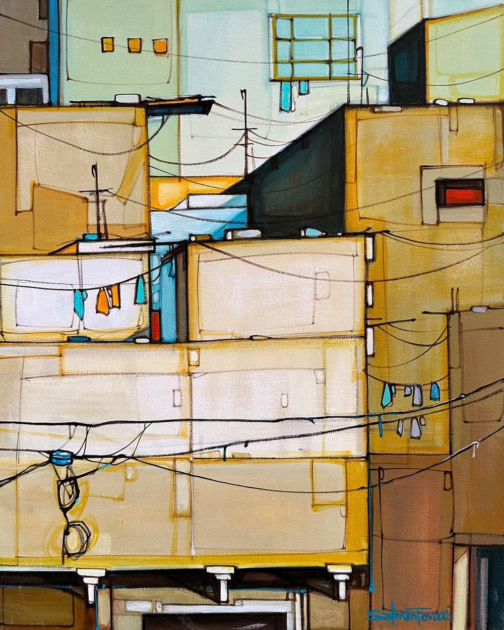 Salman Farooqi  | Title: Modern Cityscape  | Medium: Acrylic on Canvas  | Size: 24x30 inches