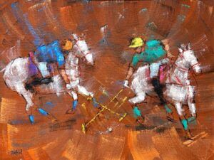 Zahid Saleem | Title: Polo Players | Medium: Acrylic On Canvas | Size: 18x24 inches