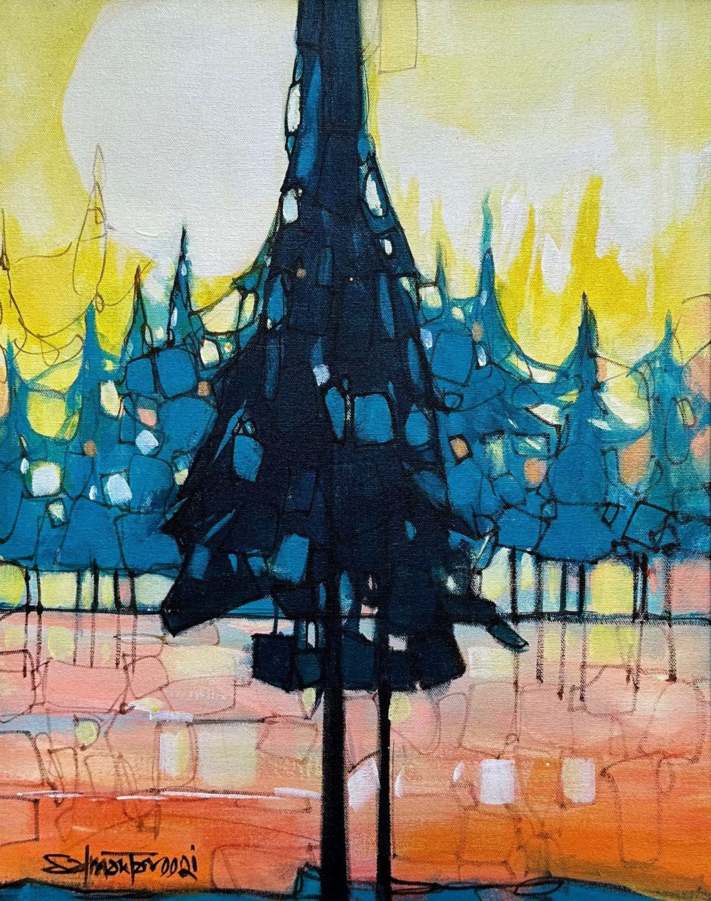 Salman Farooqi  | Title: Landscape   | Medium: Acrylic on Canvas  | Size: 16x20 inches
