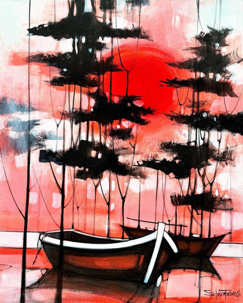 Salman Farooqi  | Title: Modern Seascape   | Medium: Acrylic on Canvas  | Size: 24x30 inches