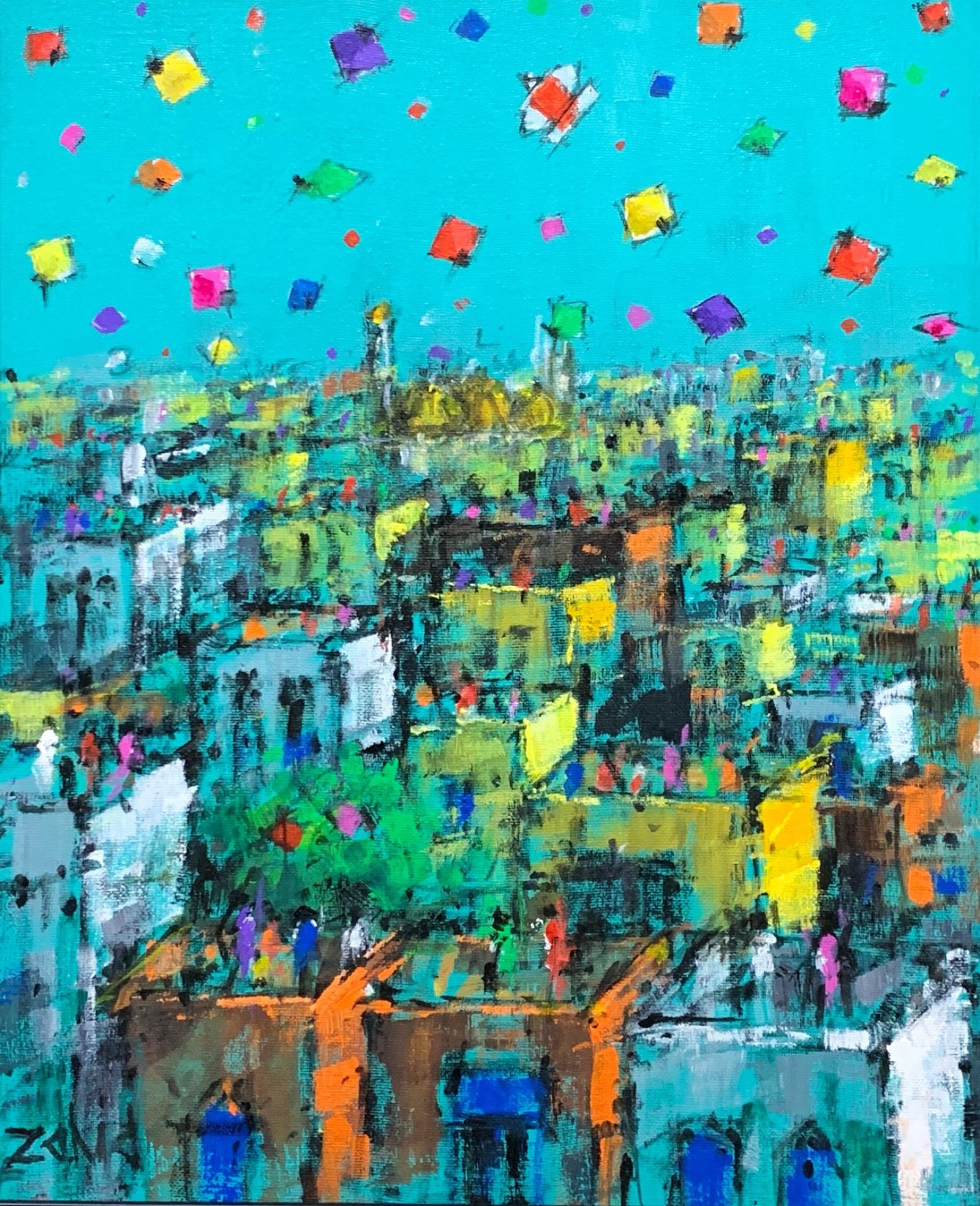 Zahid Saleem | Title: Cityscape | Medium: Acrylic On Canvas | Size: 13x16 inches