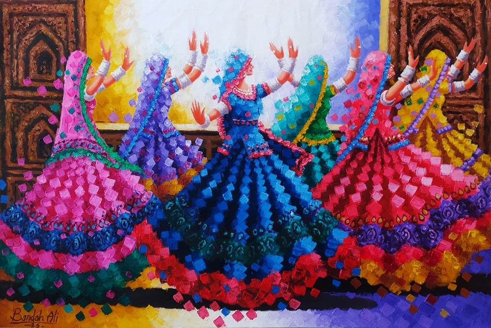 Bandah Ali | Title: Colors of Celebration | Medium: Oil On Canvas | Size: 24 x 36 inches