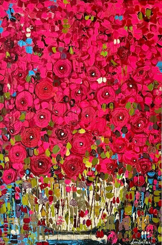Sadia Faiz  | Title: Flower Series | Medium: Oil on Canvas | Size: 24x36 inches