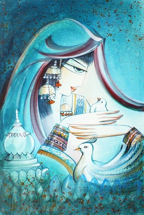 Hajra Mansur   | Title:    | Medium: Watercolor On Canvas   | Size: 20 x 30 inches
