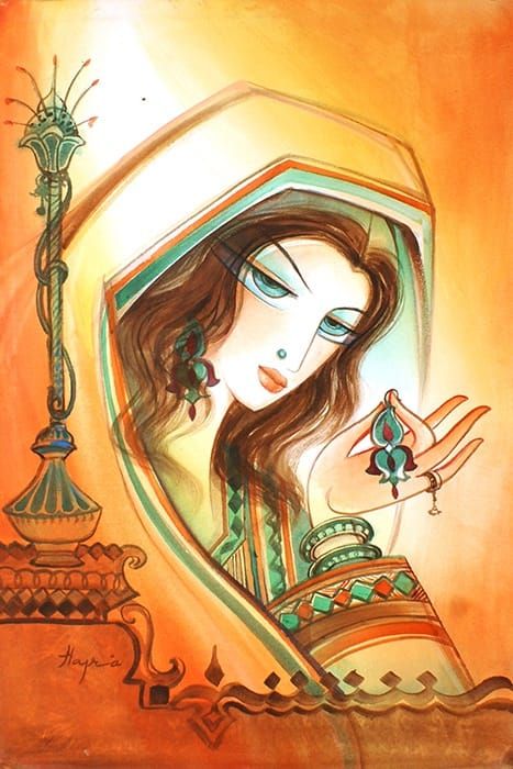 Hajra Mansur   | Title:    | Medium: Watercolor On Canvas   | Size: 20 x 30 inches