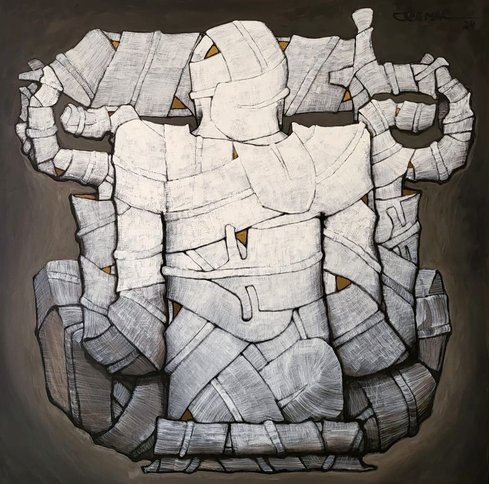 Qamar Siddiqui   | Title:   | Medium: Acrylic On Canvas   | Size: 48 x 48 inches