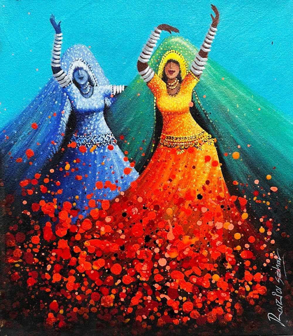 Razia Sehar | Title: Celebrating| Medium: Oil On Canvas | Size: 14x16 inches
