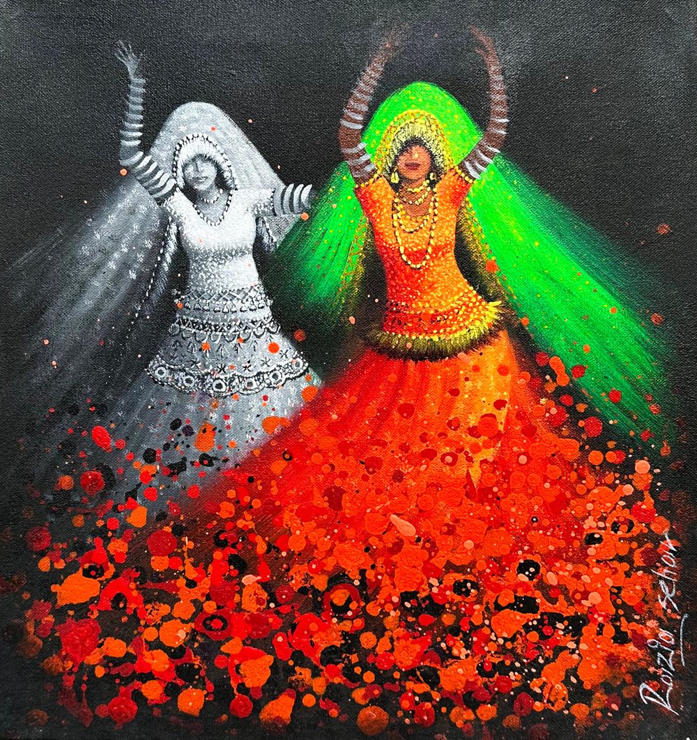 Razia Sehar | Title: Celebrating| Medium: Oil On Canvas | Size: 14x16 inches