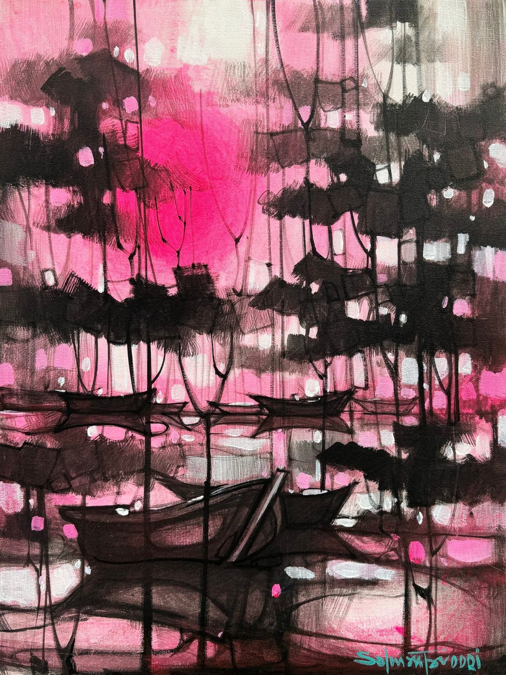 Salman Farooqi | Title: Harbor Dreams | Medium: Acrylic On Canvas | Size: 18 x 24 inches