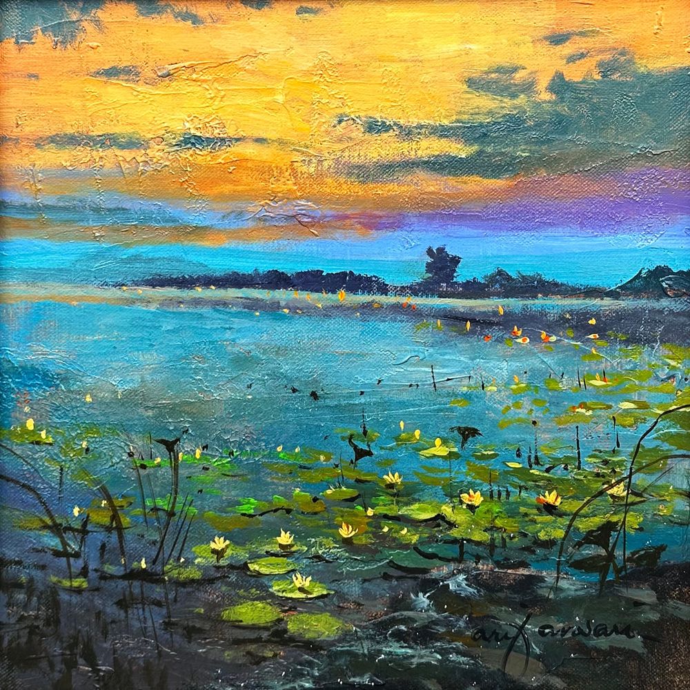 Arif Ansari | Title: Echoes of the North | Medium: Acrylic on Canvas | Size: 12 x 12 inches