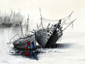 Abdul Jabbar | Title: Silent Shores | Medium: Oil On Canvas | Size: 36 x 48 inches