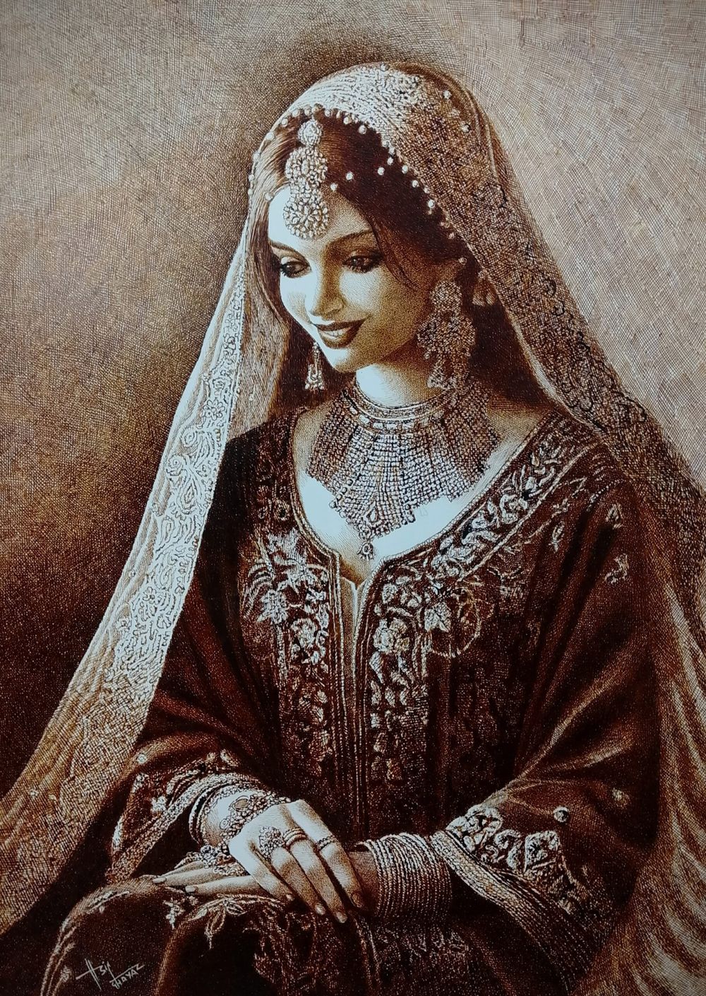 Asif Ghayaz| Title: Grace in Silence | Medium: Pen & Ink on Paper | Size: 22x31 inches