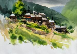 Ali Sajid | Title: North Pakistan Series | Medium: Watercolor on paper | Size: 14x20 inches