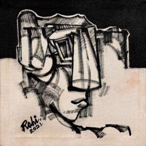 Mansoor Rahi | Title: Cubist | Medium: Oil on Canvas | Size: 12x12 inches